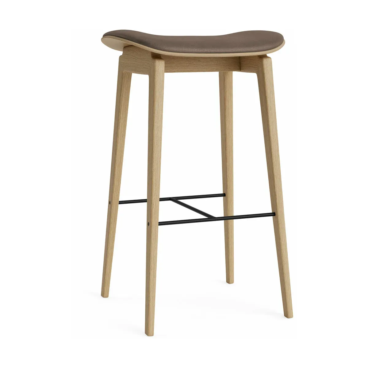 Tabouret de bar en chêne naturel et rembourrage marron foncé 65 cm NY11 - NORR11