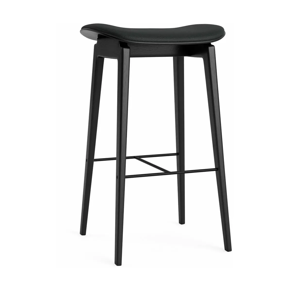 Tabouret de bar en chêne noir et rembourrage en cuir noir 75 cm NY11 - NORR11