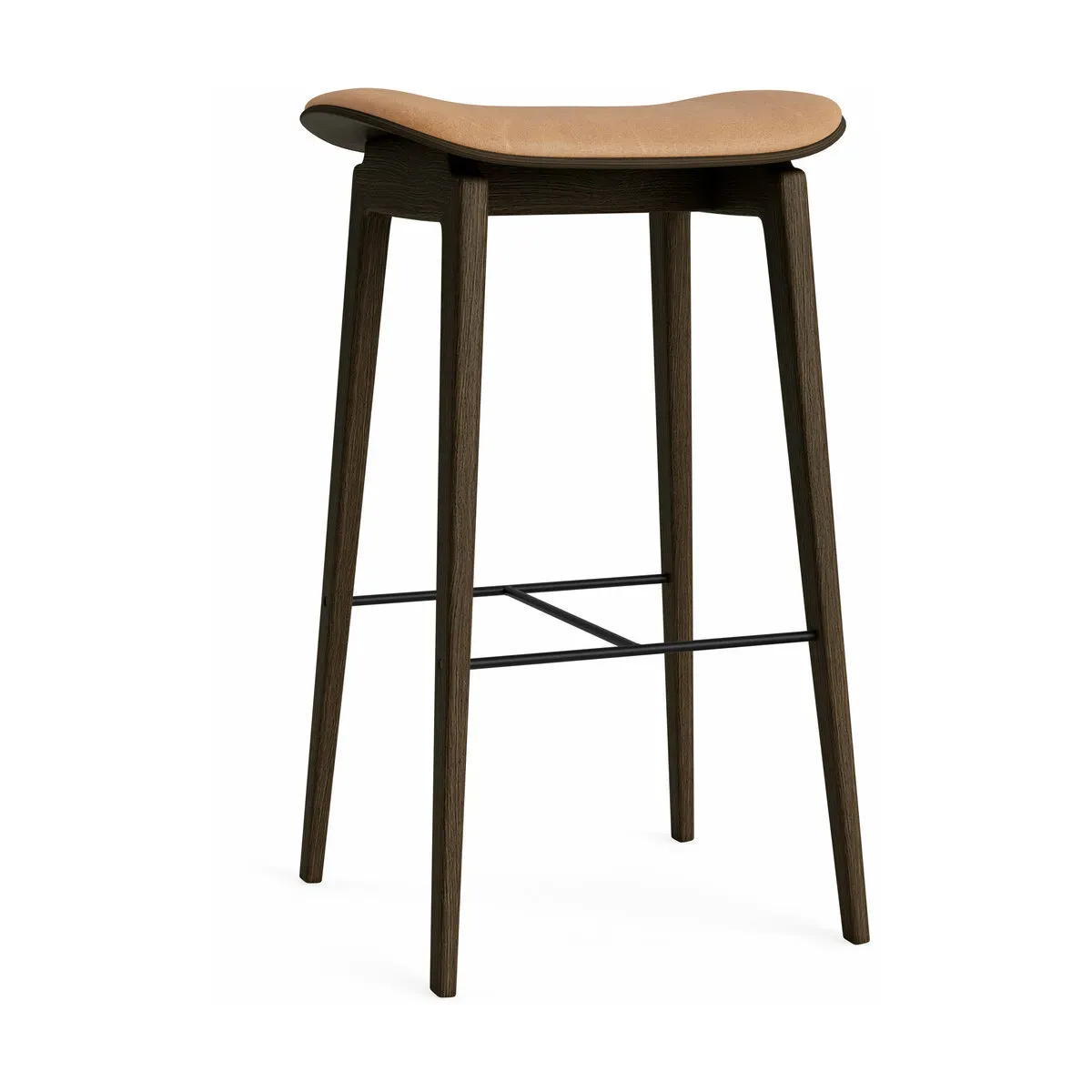 Tabouret de bar en chêne fumé et rembourrage camel 75 cm NY11 - NORR11