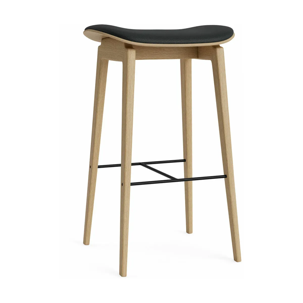 Tabouret de bar en chêne naturel et rembourrage noir 75 cm NY11 - NORR11
