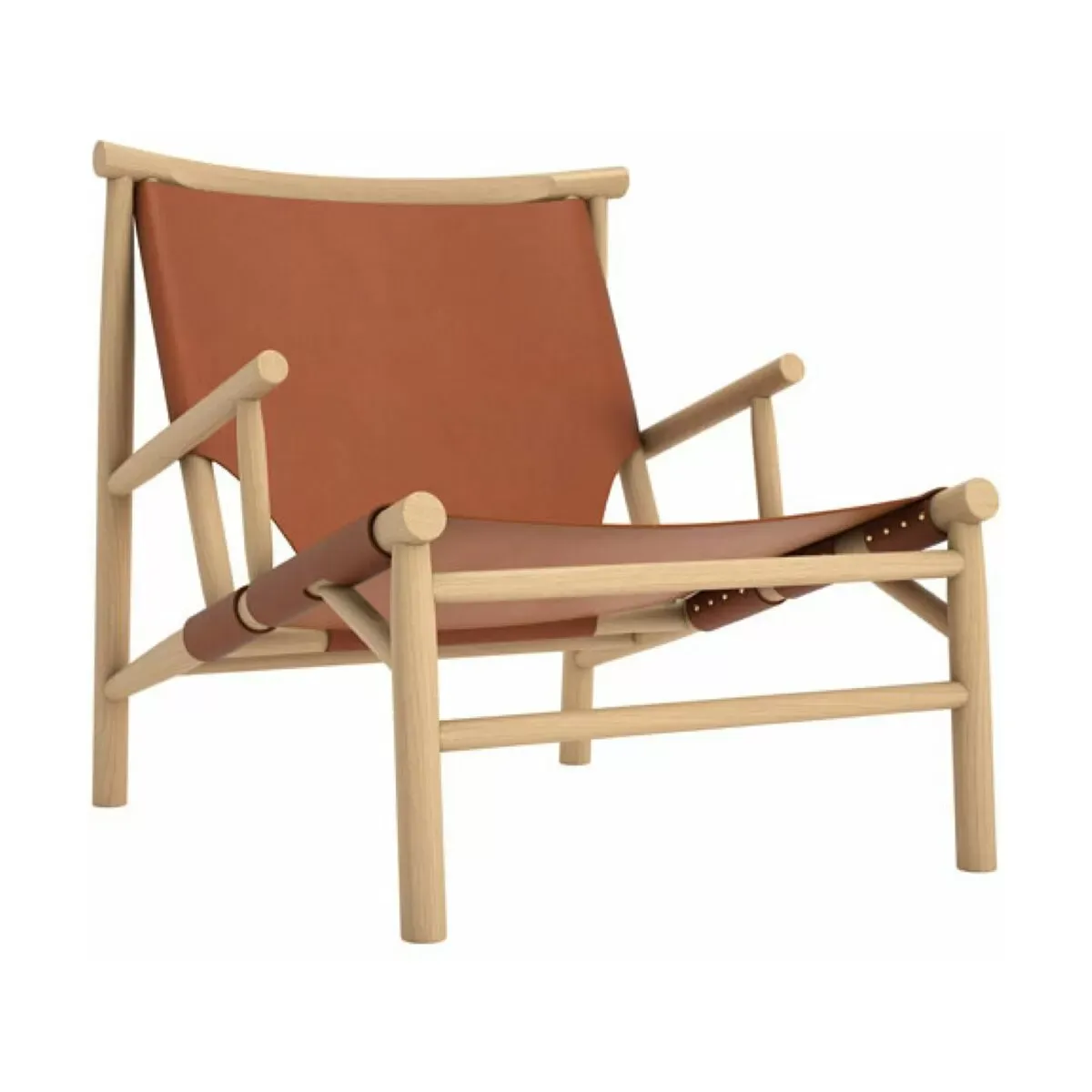 Fauteuil en chêne naturel et cuir cognac Samurai - NORR11
