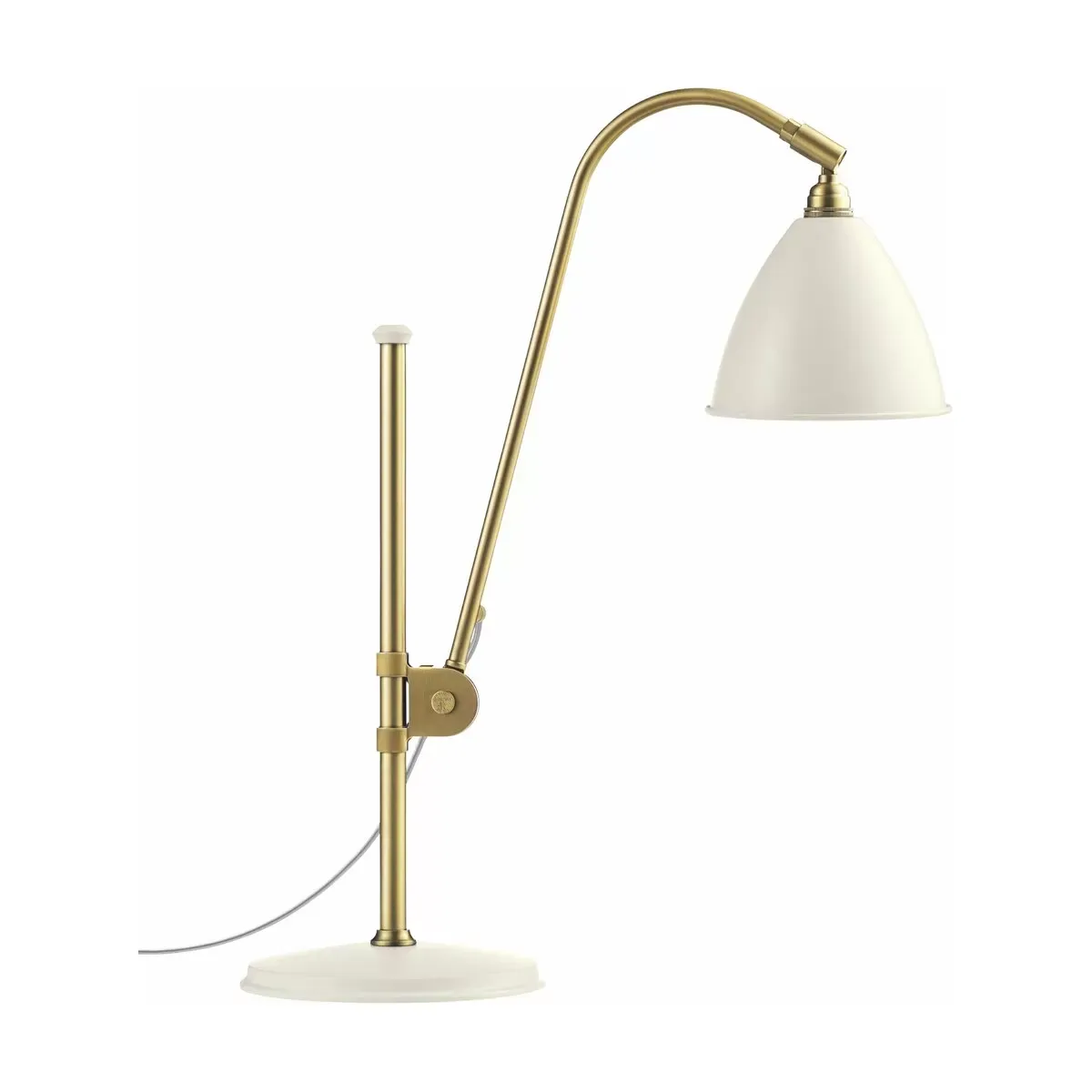 Lampe de table blanche base dorée en laiton BL1 - Gubi
