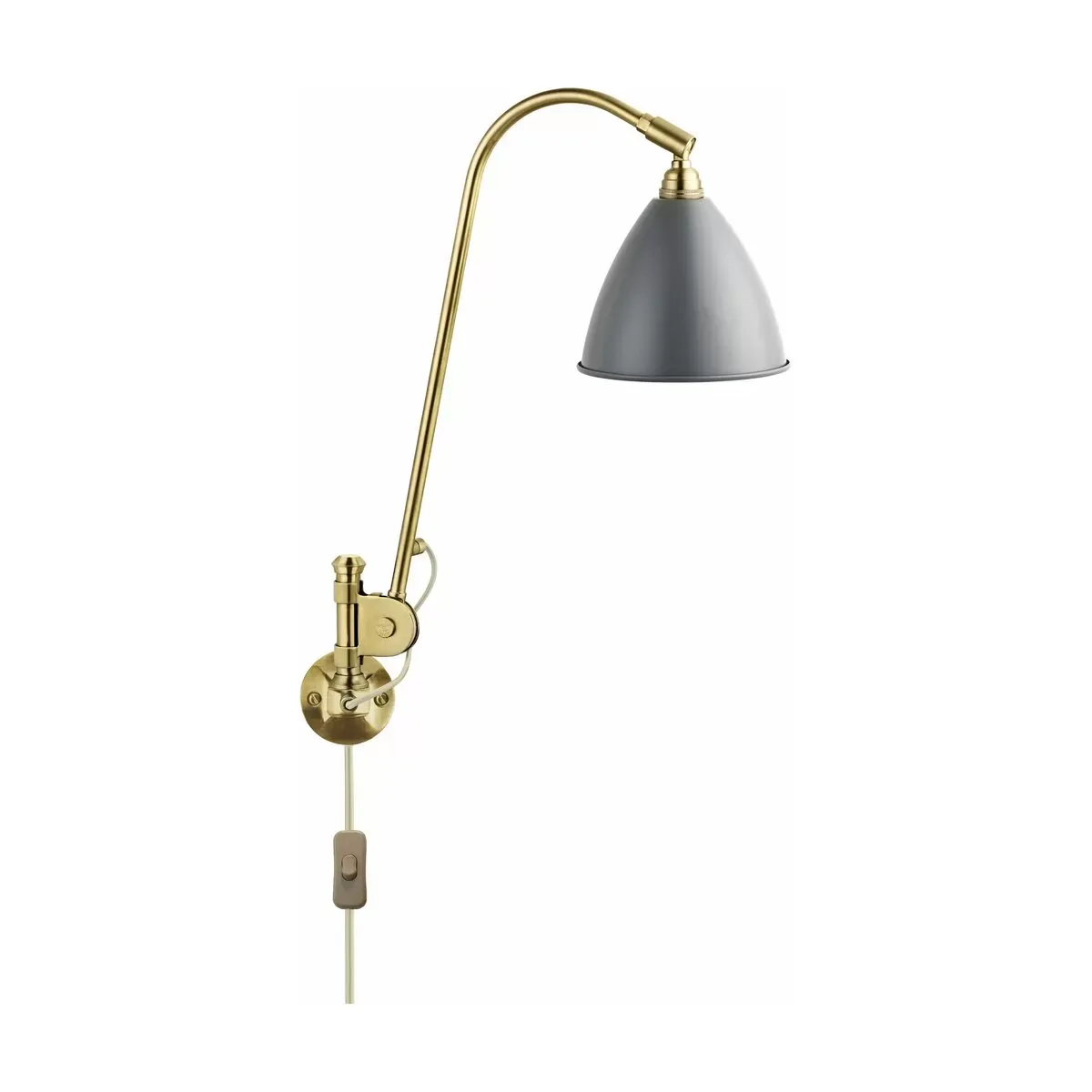 Lampe murale grise base dorée en laiton BL6 - Gubi