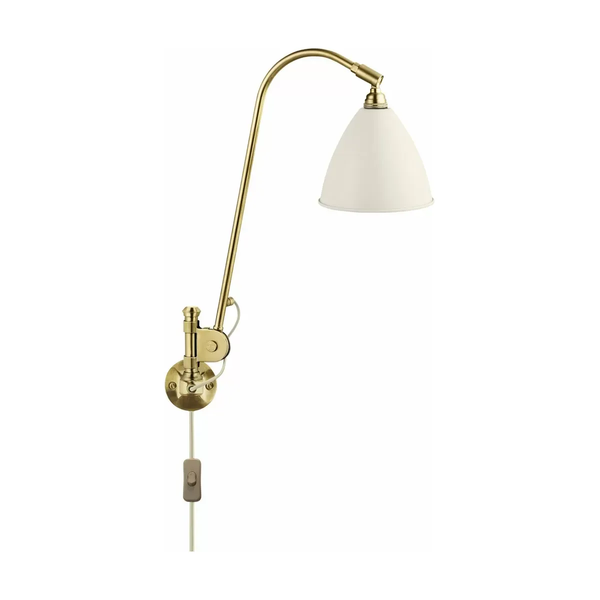 Lampe murale blanche base dorée en laiton BL6 - Gubi