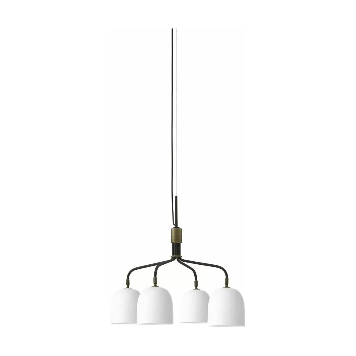 Lustre à 4 bras courts blanc base noire Howard Chandelier - Gubi