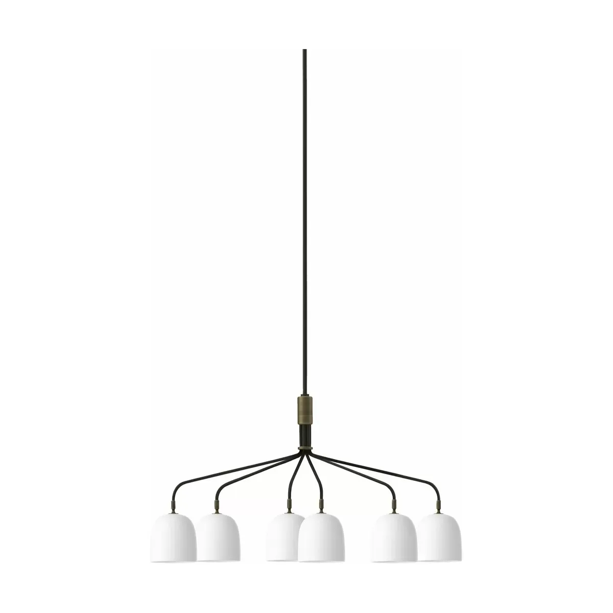 Lustre à 6 bras blanc base noire 16 cm Howard Chandelier - Gubi