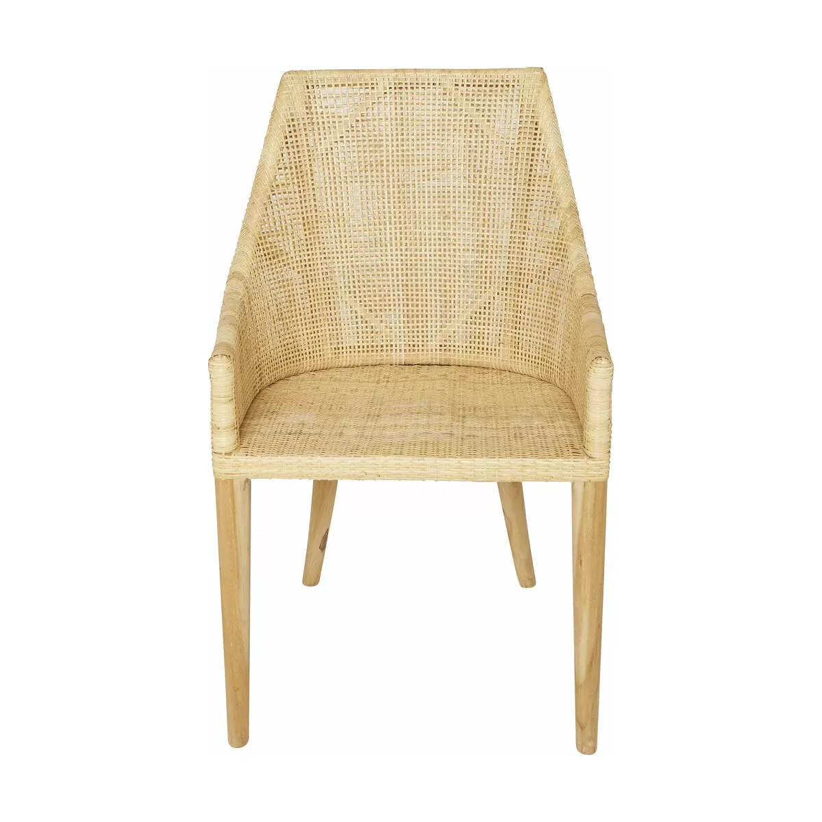 Chaise avec accoudoirs en rotin naturel sur structure Teck 54 x 88 x 56 Saigon - KOK