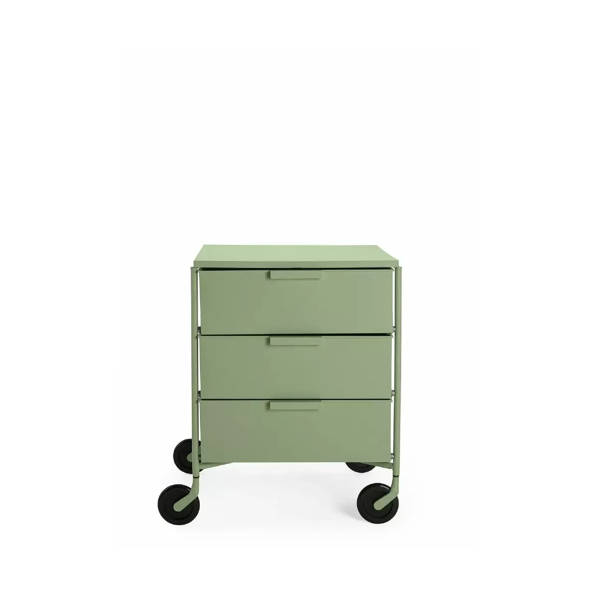 3 Caissons sur roulettes vert MOBIL MAT - Kartell
