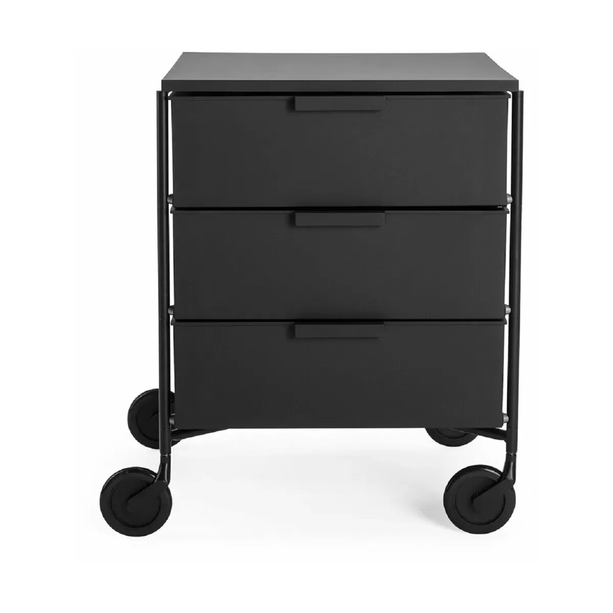 3 Caissons sur roulettes noir MOBIL MAT - Kartell