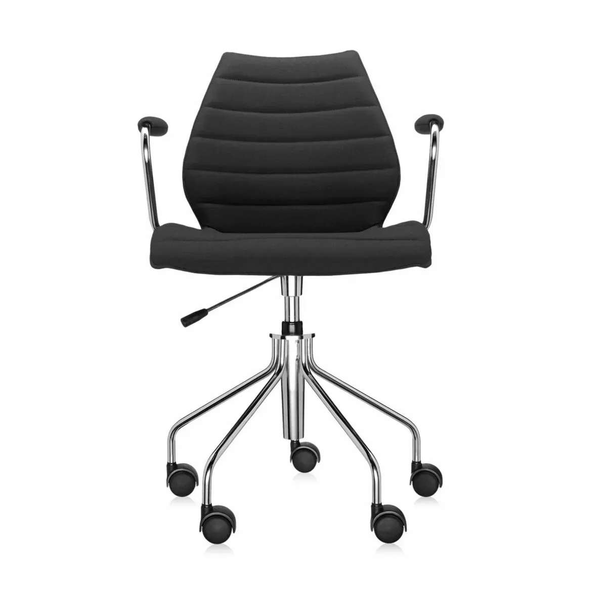 Chaise noire à roulettes avec accoudoirs Maui Soft Trevira - Kartell