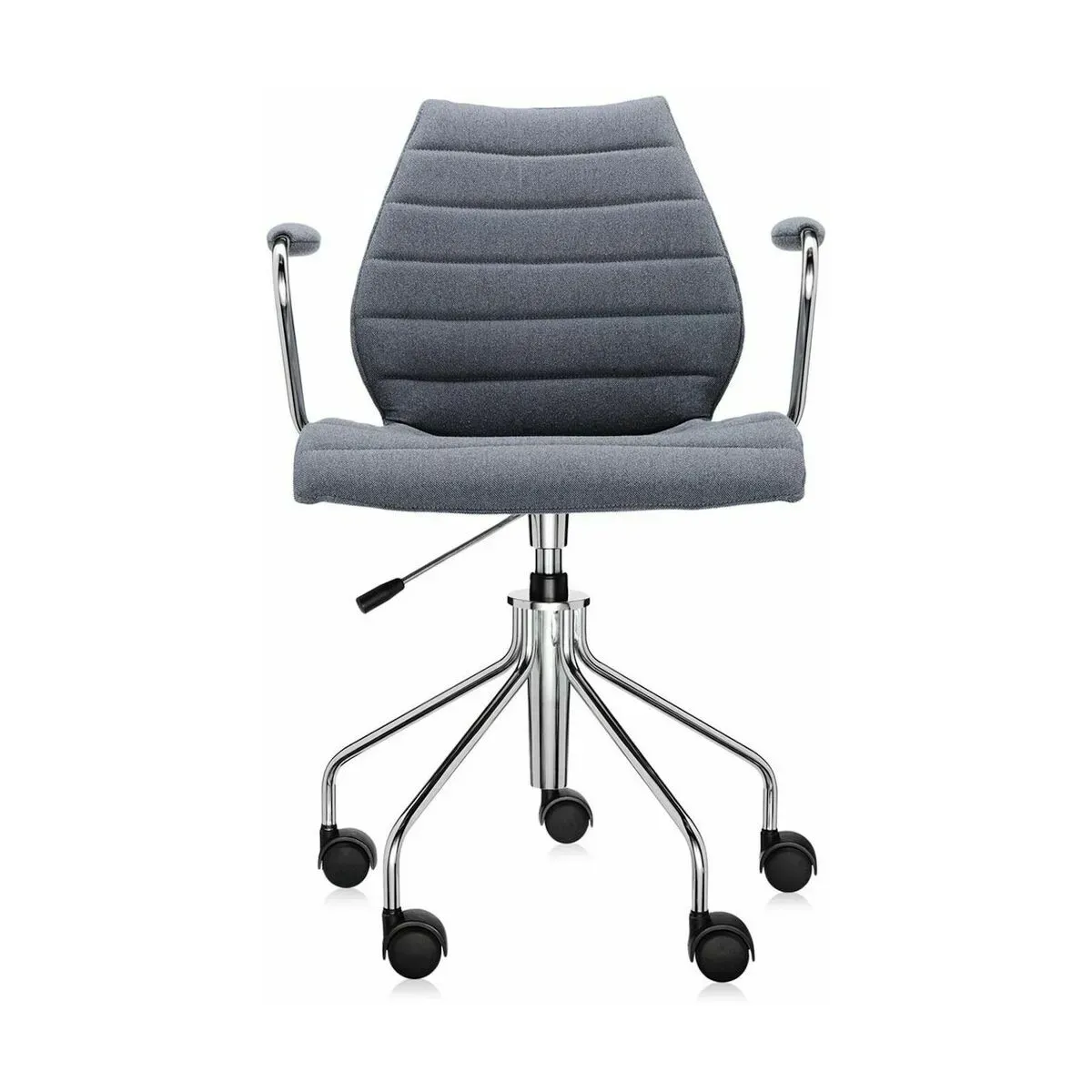 Chaise grise à roulettes avec accoudoirs Maui Soft Trevira - Kartell