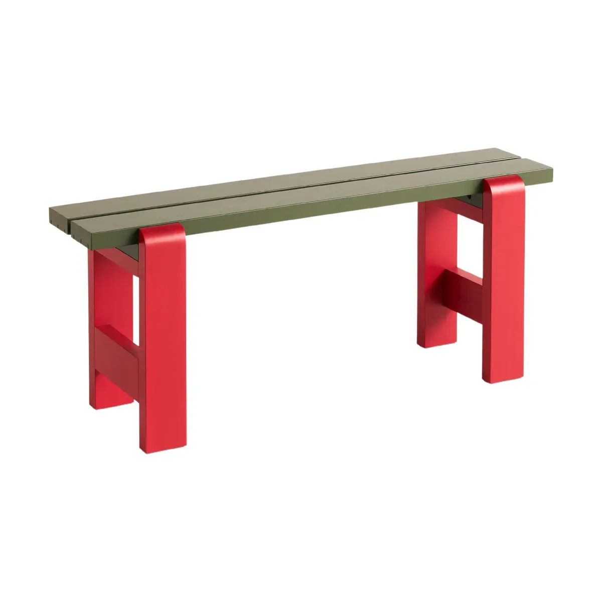 Banc duo en pin laqué olive et vin rouge 111 x 23 x 45 cm Weekday - Hay
