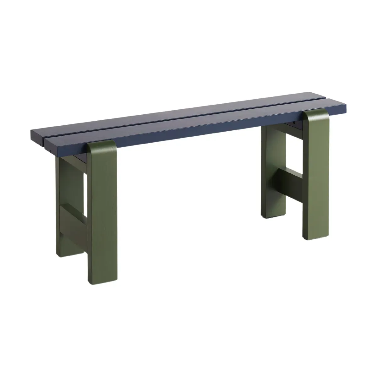 Banc duo en pin laqué bleu métal et olive 111 x 23 x 45 cm Weekday - Hay