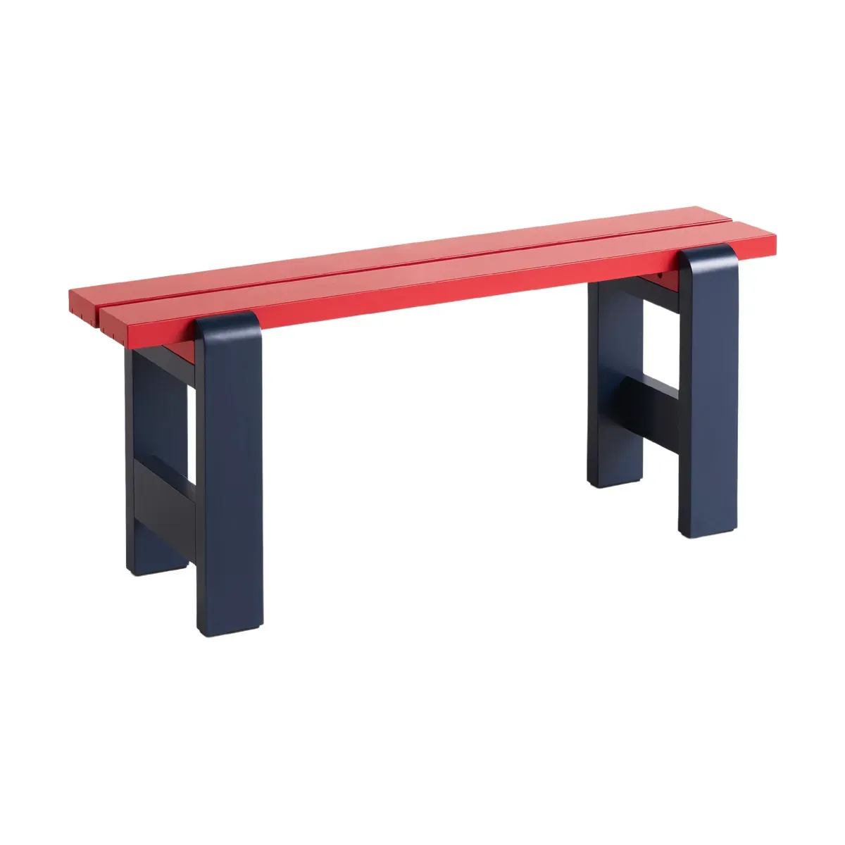 Banc duo en pin laqué vin rouge et bleu métal 111 x 23 x 45 cm Weekday - Hay