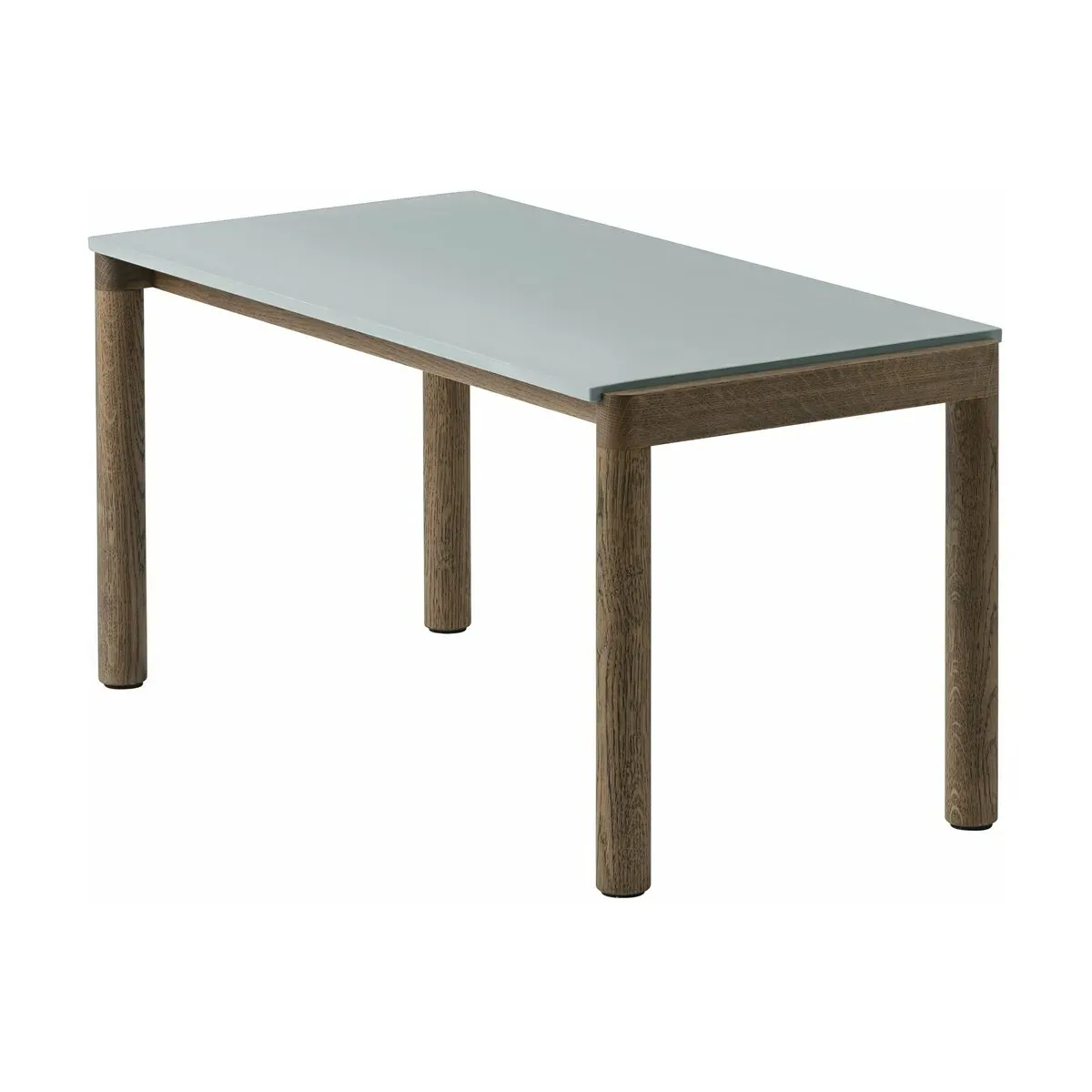 Table basse en grès bleu pâle lisse et chêne foncé 85 x 40 cm Couple - Muuto
