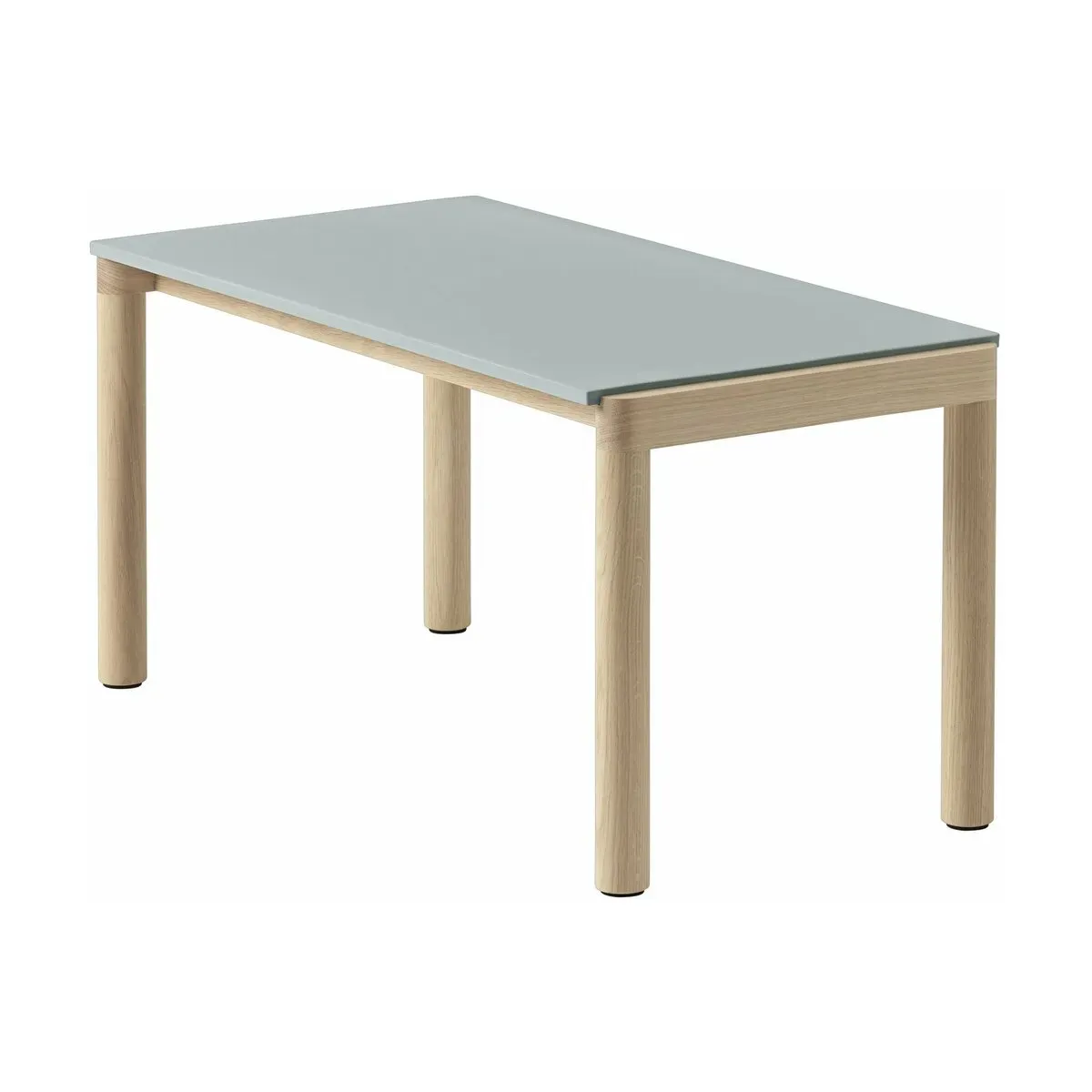 Table basse en grès bleu pâle lisse et chêne naturel 85 x 40 cm Couple - Muuto