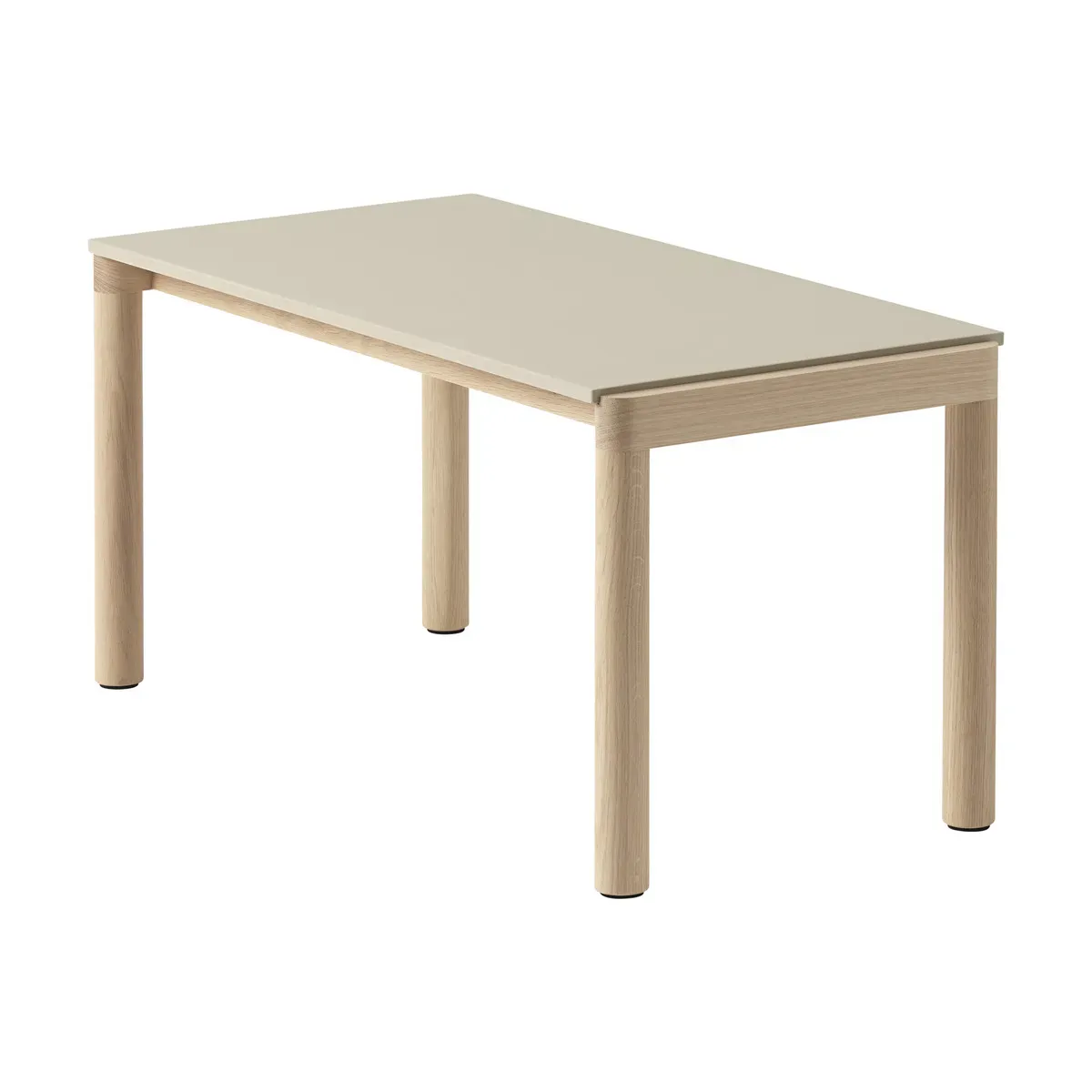 Table basse en grès beige sable lisse et chêne naturel 85 x 40 cm Couple - Muuto