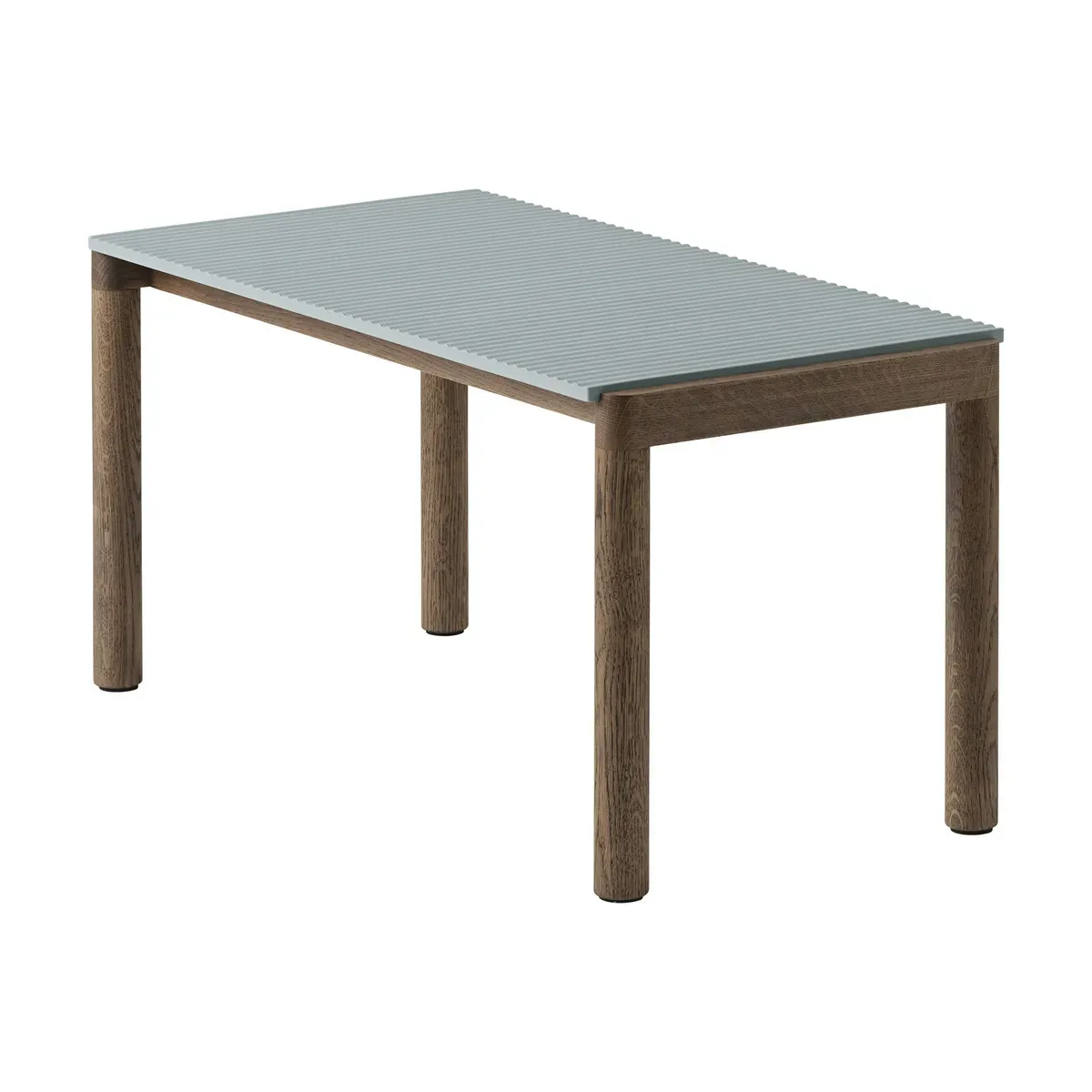 Table basse en grès bleu pâle wavy et chêne foncé 85 x 40 cm Couple - Muuto
