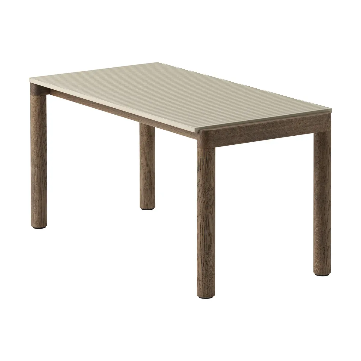 Table basse en grès beige sable wavy et chêne foncé 85 x 40 cm Couple - Muuto