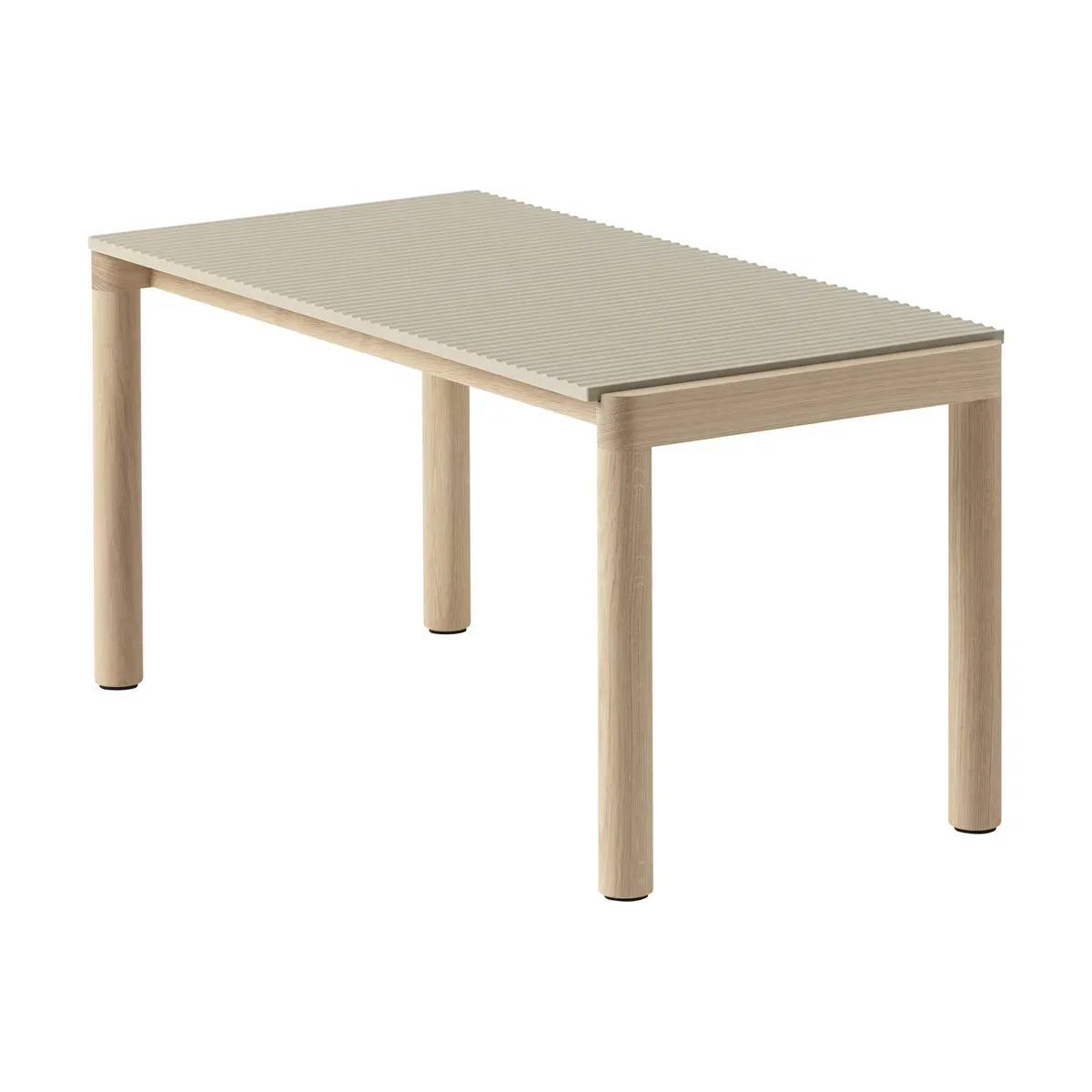 Table basse en grès beige sable wavy et chêne naturel 85 x 40 cm Couple - Muuto