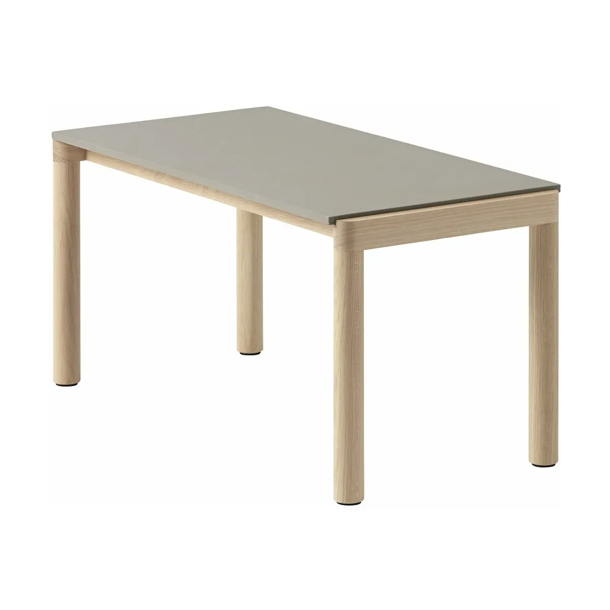 Table basse en grès taupe wavy et chêne naturel 85 x 40 cm Couple - Muuto