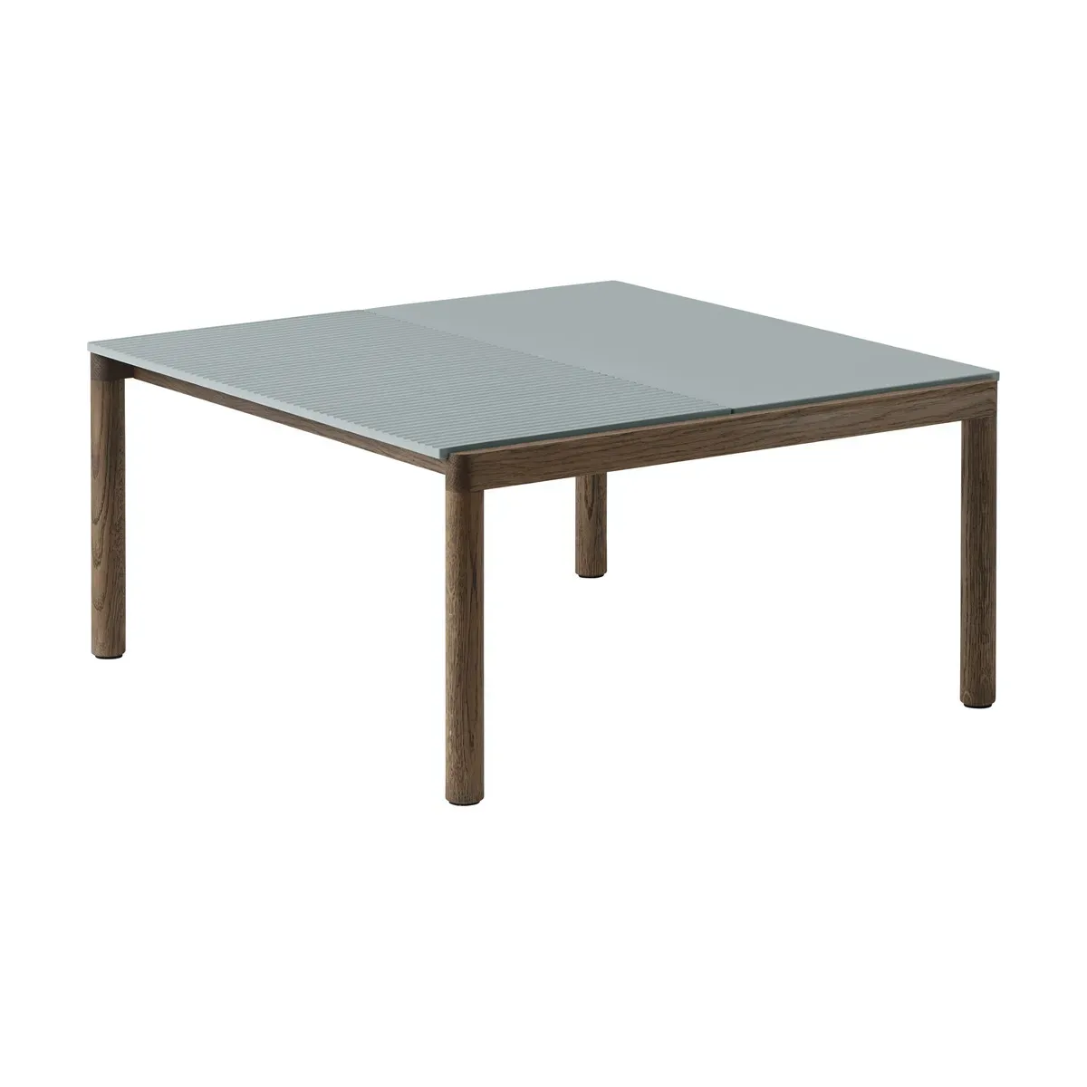 Table basse en grès bleu pâle wavy et chêne foncé 85 x 80 cm Couple - Muuto