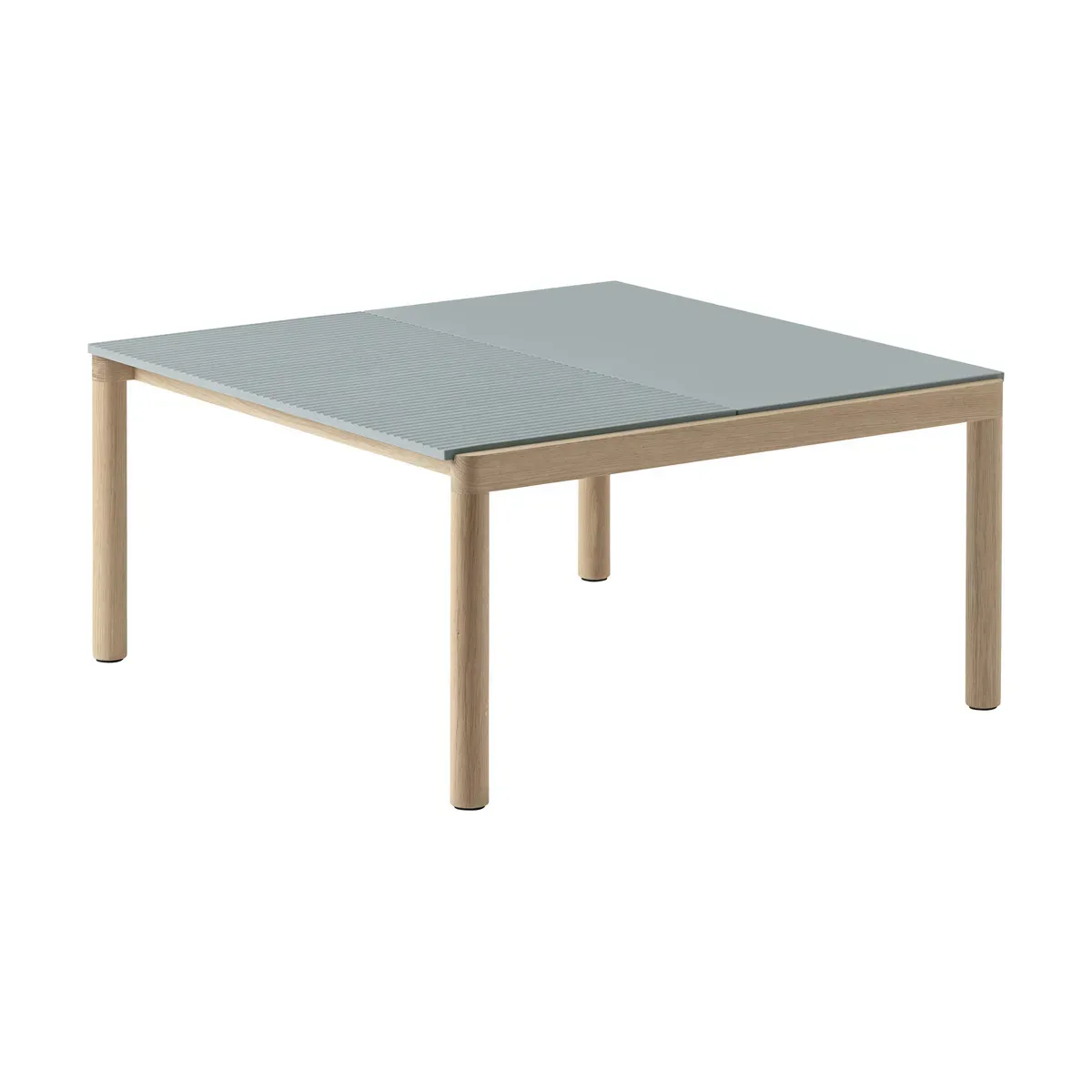 Table basse en grès bleu pâle wavy et chêne naturel 85 x 80 cm Couple - Muuto