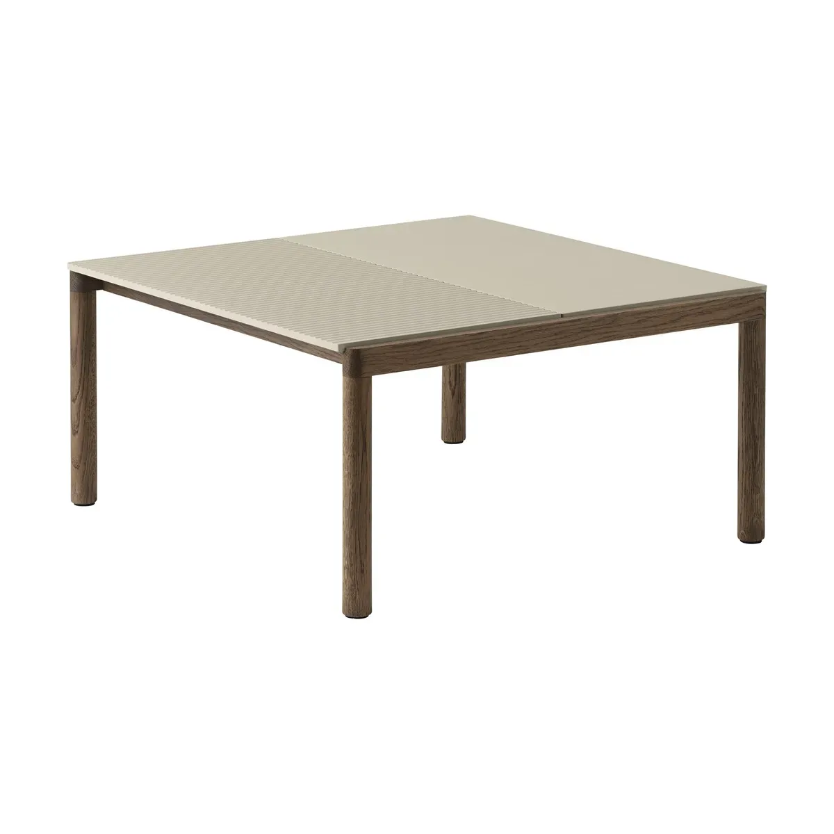 Table basse en grès beige sable wavy et chêne foncé 85 x 80 cm Couple - Muuto