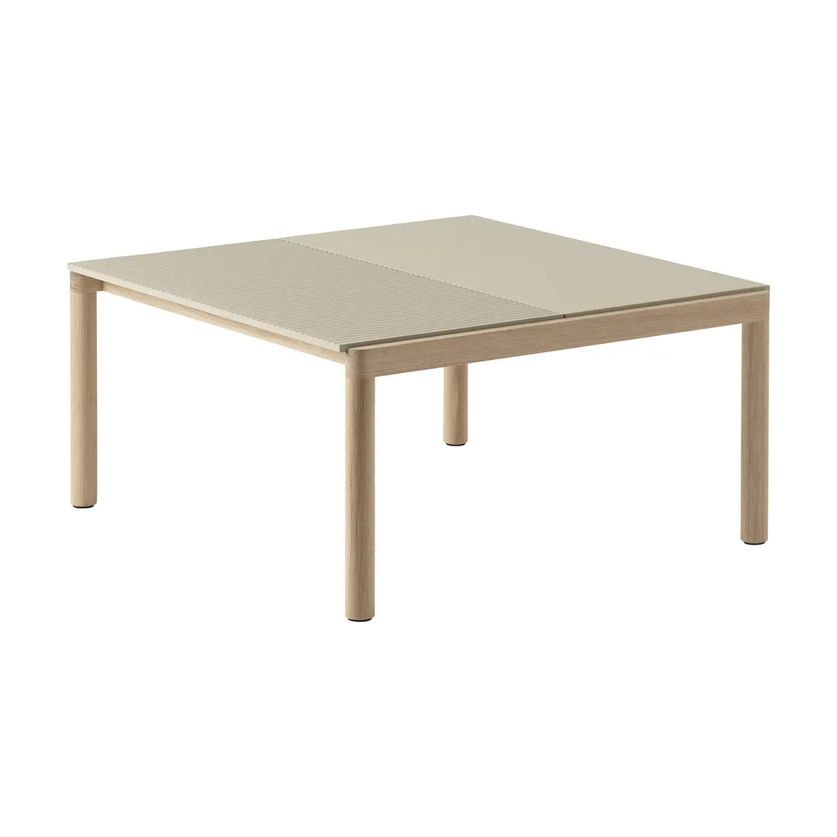 Table basse en grès beige sable wavy et chêne naturel 85 x 80 cm Couple - Muuto