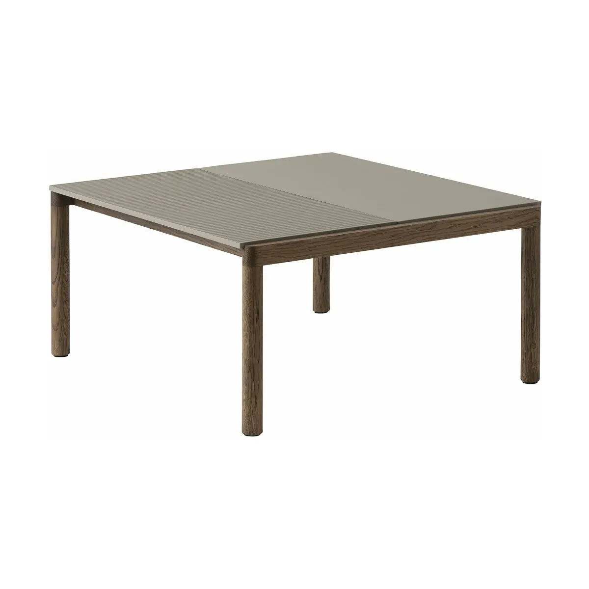 Table basse en grès taupe wavy et chêne foncé 85 x 80 cm Couple - Muuto