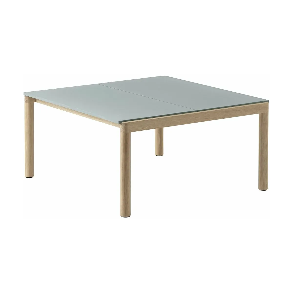 Table basse en grès bleu pâle lisse et chêne naturel 85 x 80 cm Couple - Muuto