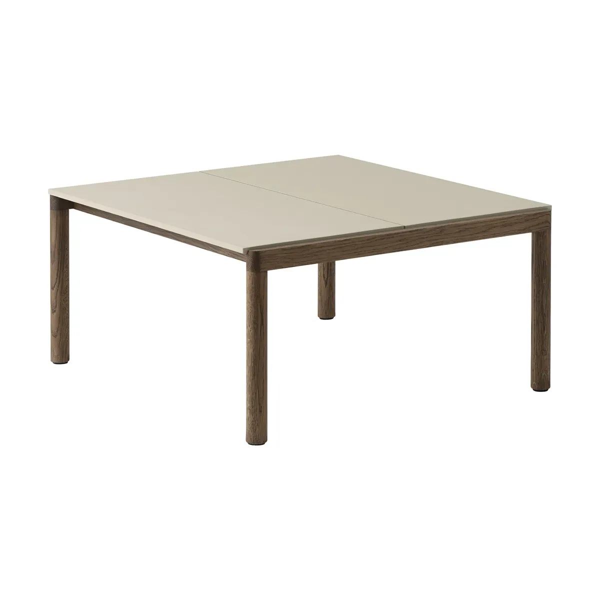 Table basse en grès beige sable lisse et chêne foncé 85 x 80 cm Couple - Muuto