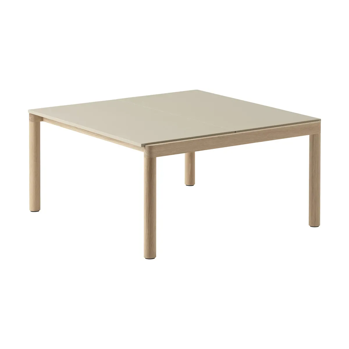 Table basse en grès beige sable lisse et chêne naturel 85 x 80 cm Couple - Muuto
