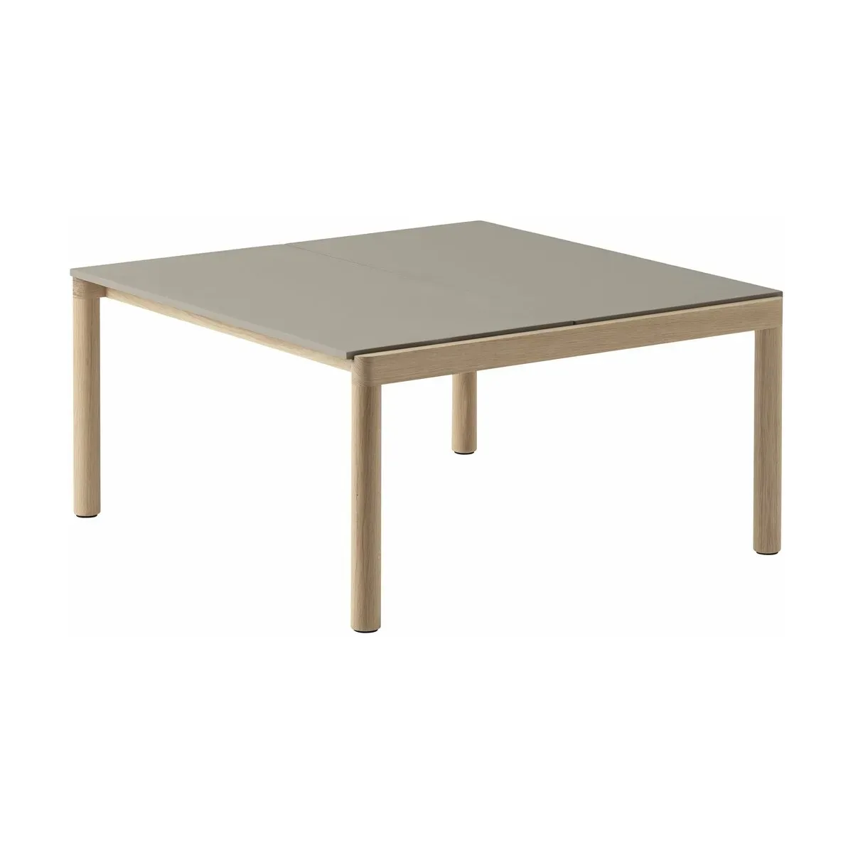 Table basse en grès taupe lisse et chêne naturel 85 x 80 cm Couple - Muuto