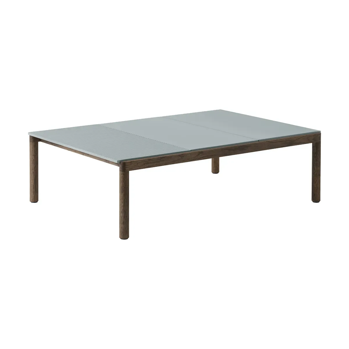 Table basse en grès bleu pâle wavy et chêne foncé 85 x 120 cm Couple - Muuto