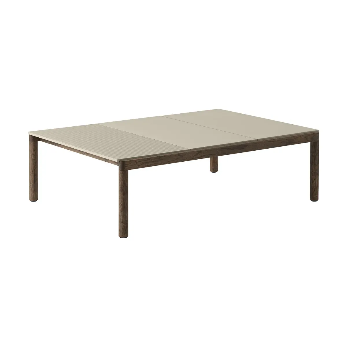 Table basse en grès beige sable wavy et chêne foncé 85 x 120 cm Couple - Muuto