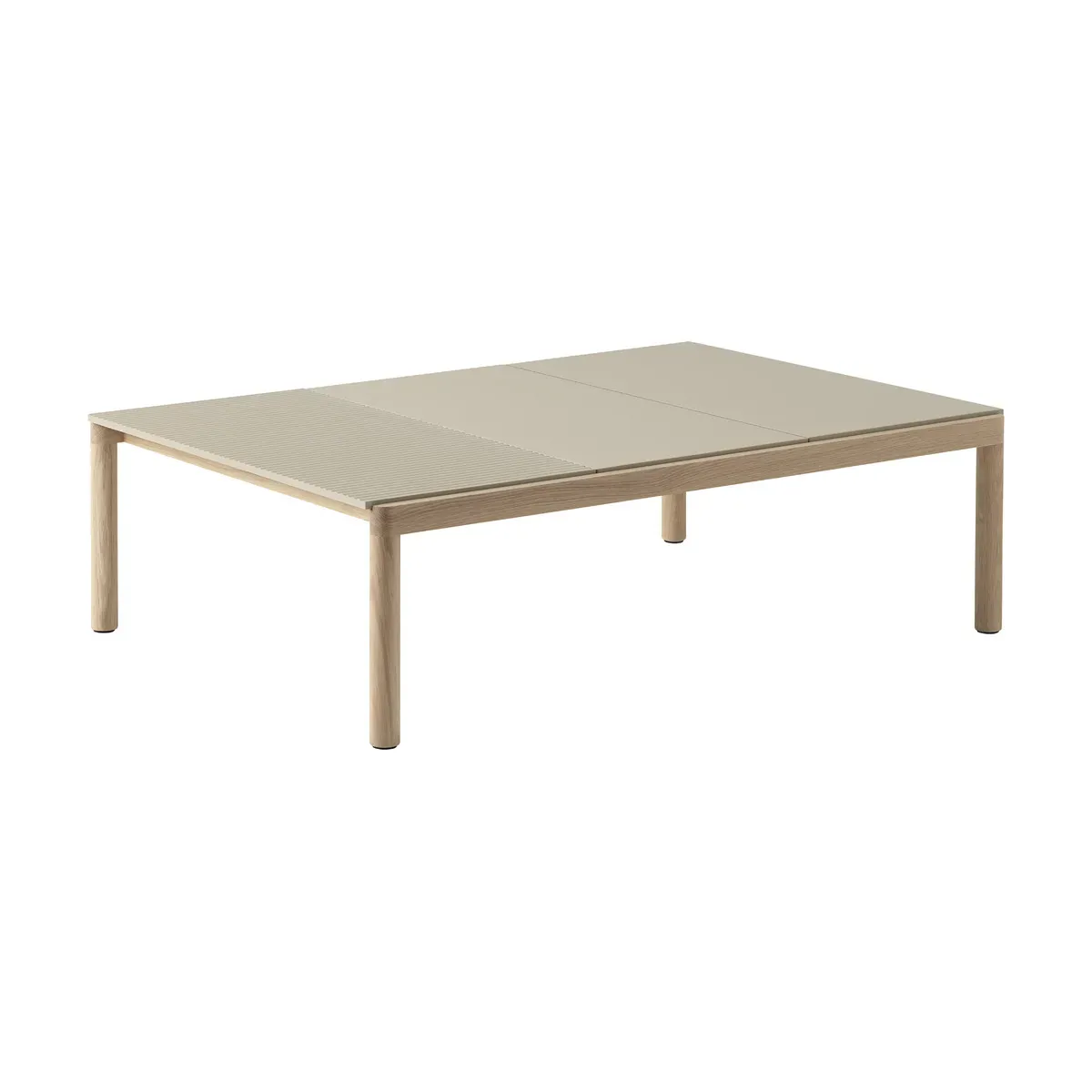 Table basse en grès beige sable wavy et chêne naturel 85 x 120 cm Couple - Muuto
