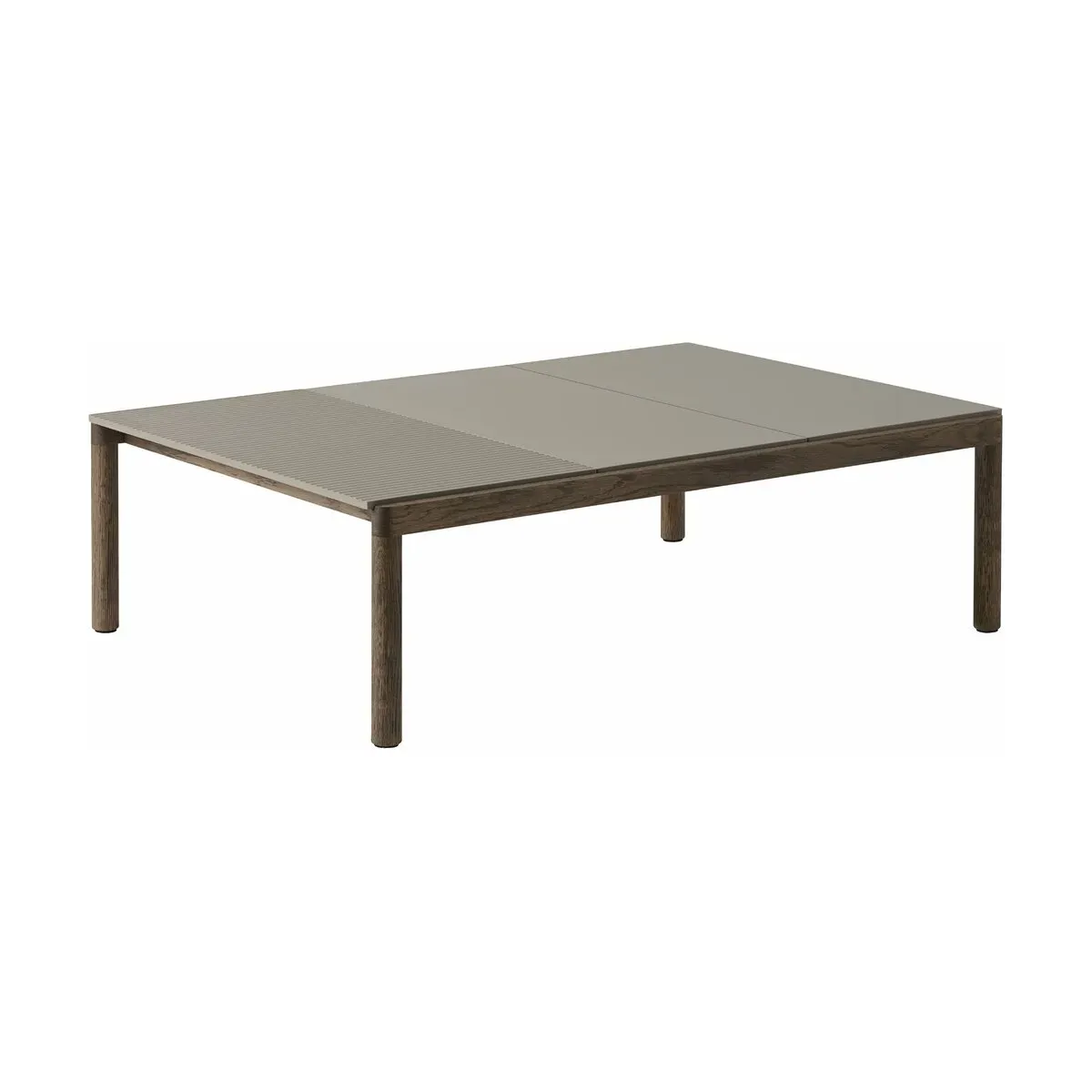 Table basse en grès taupe wavy et chêne foncé 85 x 120 cm Couple - Muuto