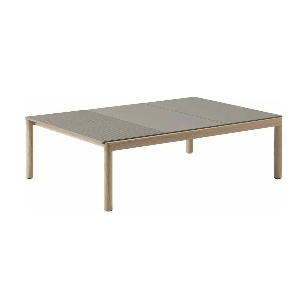 Table basse en grès taupe wavy et chêne naturel 85 x 120 cm Couple - Muuto