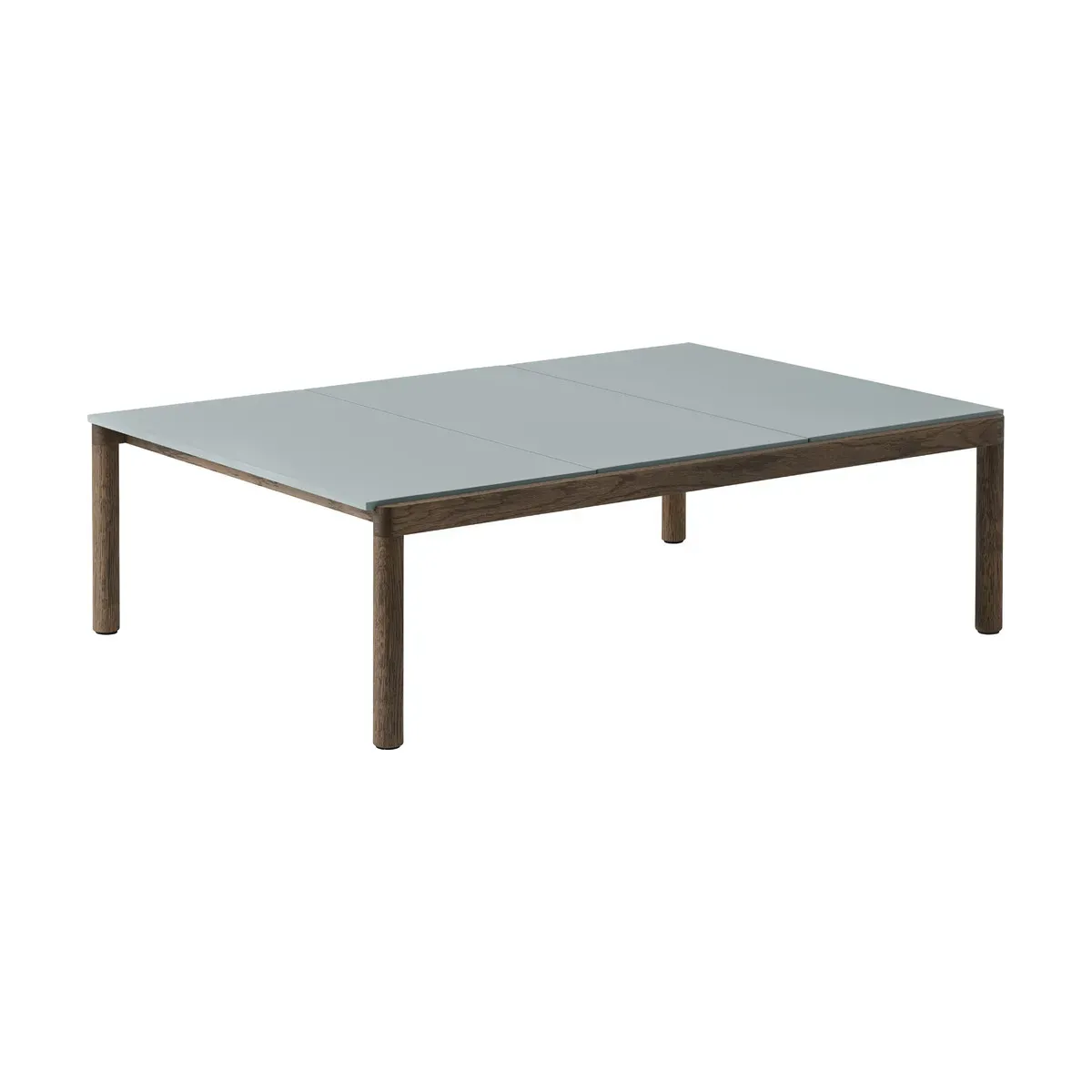 Table basse en grès bleu pâle lisse et chêne foncé 85 x 120 cm Couple - Muuto