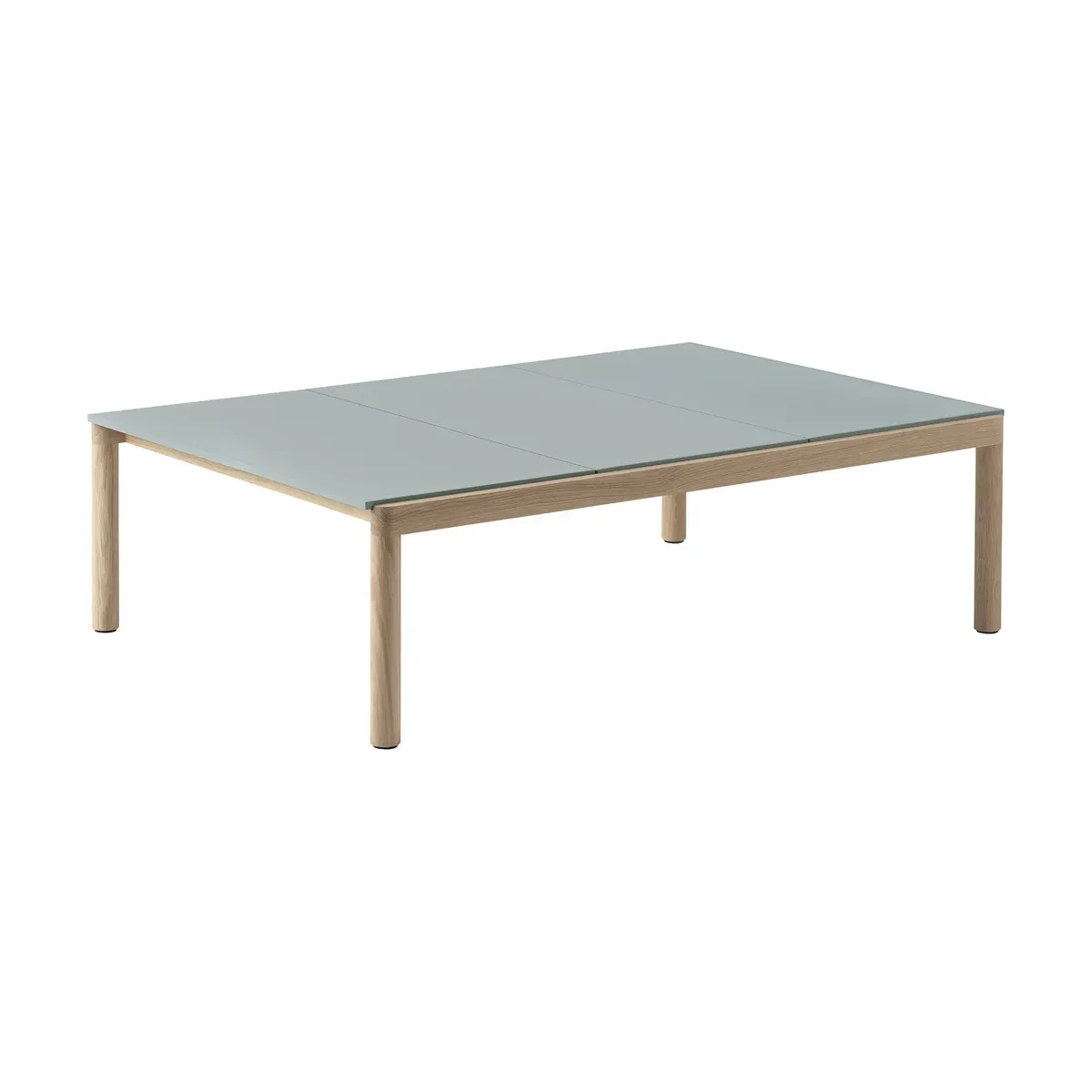 Table basse en grès bleu pâle lisse et chêne naturel 85 x 120 cm Couple - Muuto
