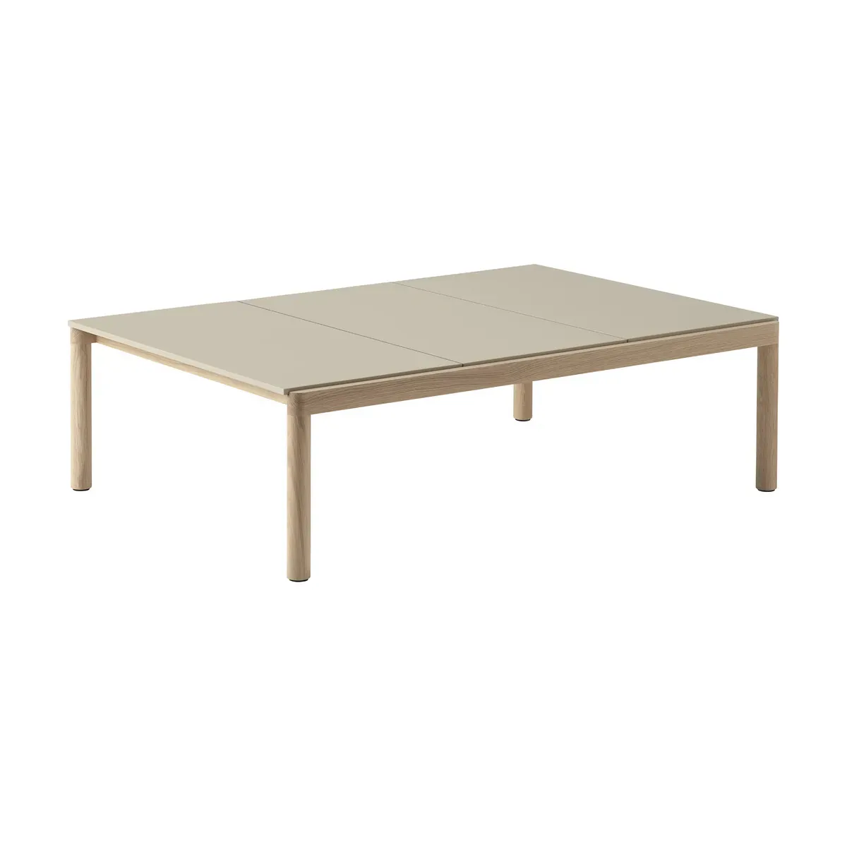 Table basse en grès beige sable lisse et chêne naturel 85 x 120 cm Couple - Muuto