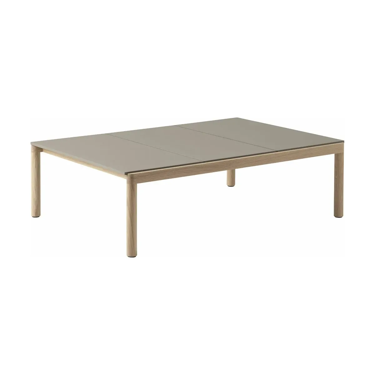 Table basse en grès taupe lisse et chêne naturel 85 x 120 cm Couple - Muuto