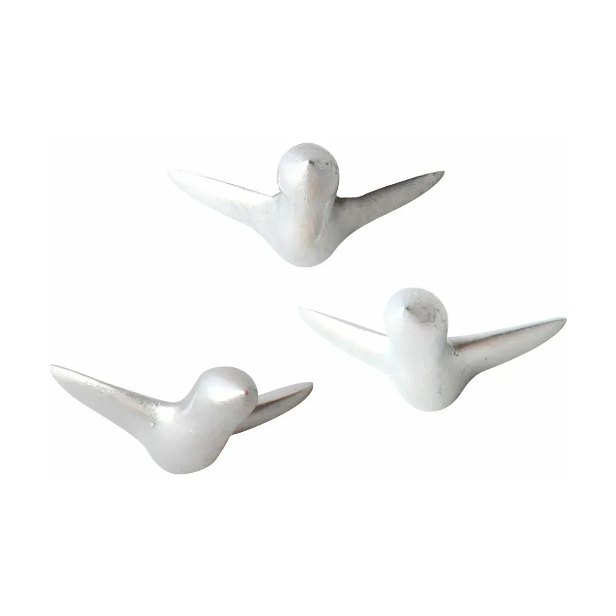 3 patères murales en céramique argenté 6 cm Oiseau Mini - Thomas Poganitsch
