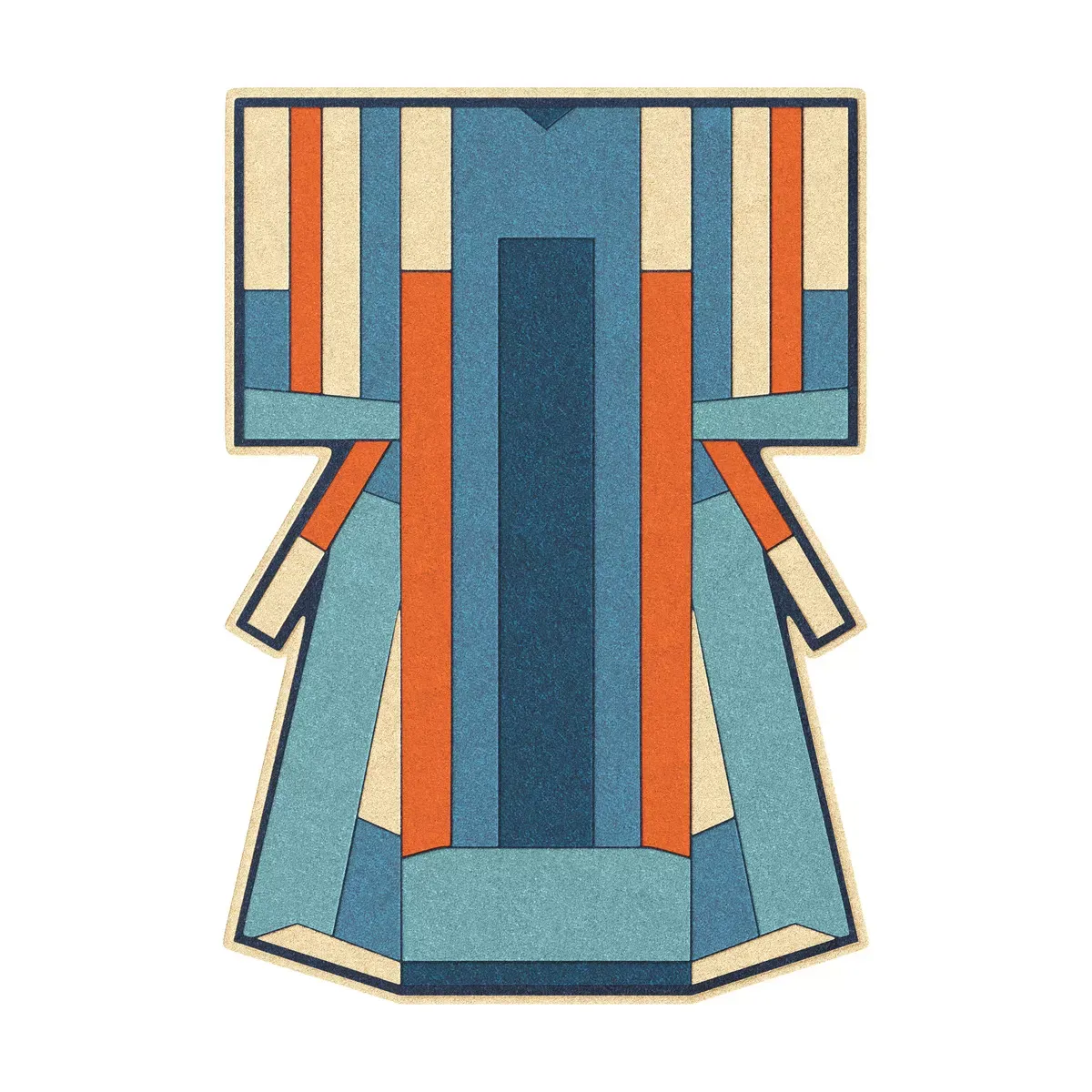 Tapis en laine bleu et terracotta 170x240 cm Ines - Hartô