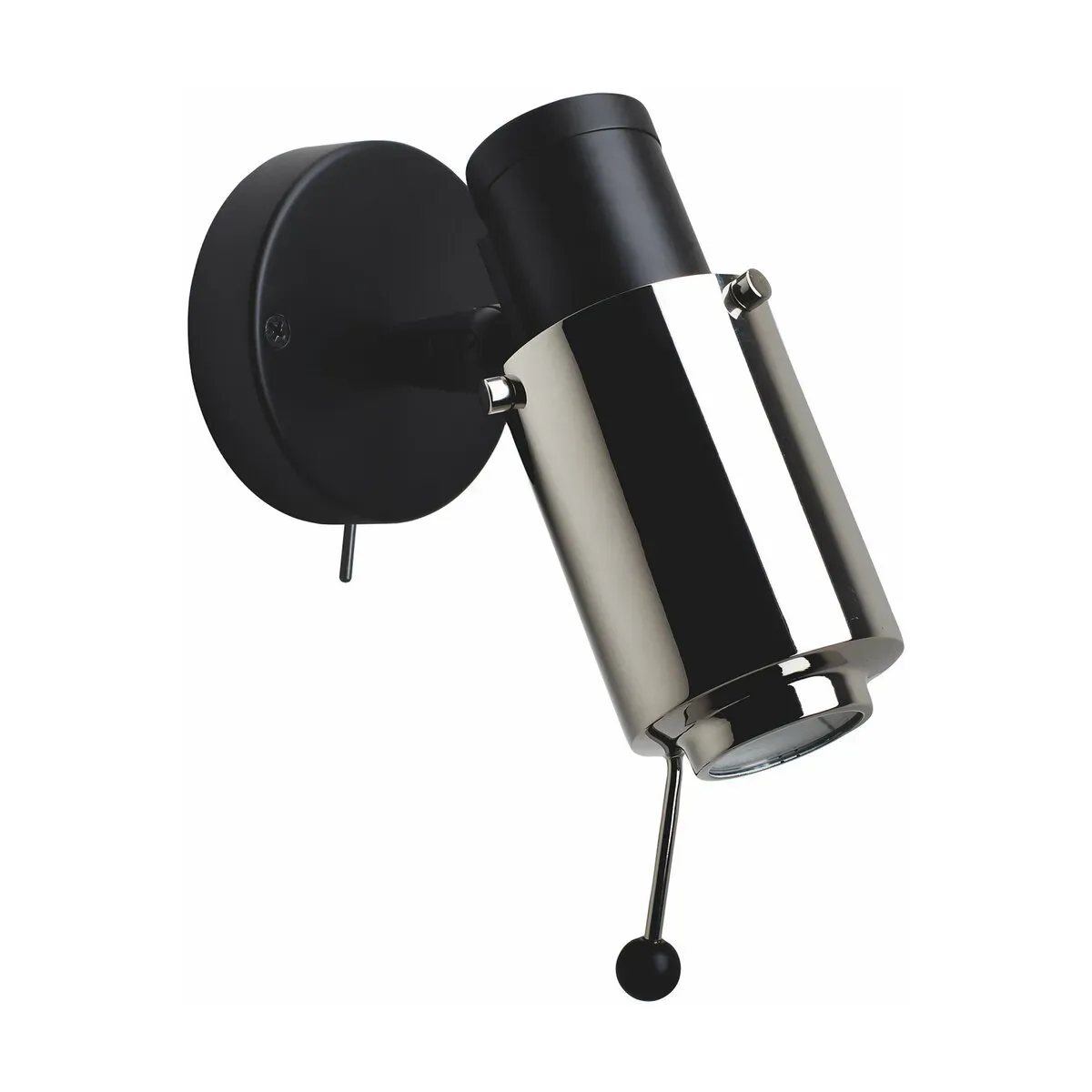 Applique murale en acier noir et tube nickel avec bras BinySpot - DCW Editions