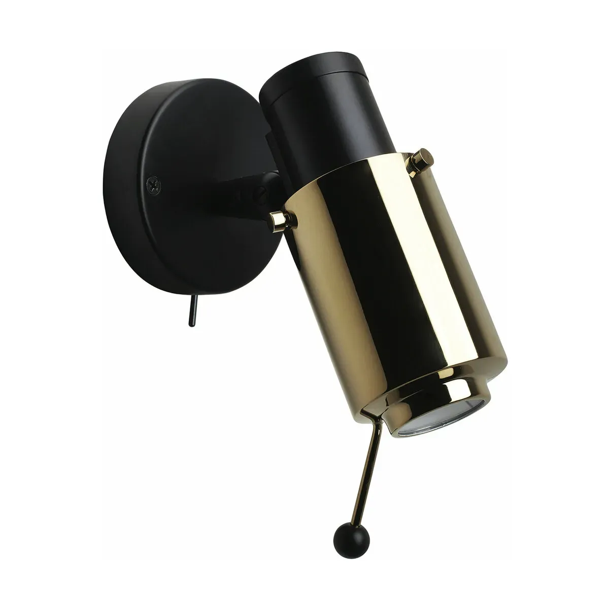 Applique murale en acier noir et tube doré avec bras BinySpot - DCW Editions
