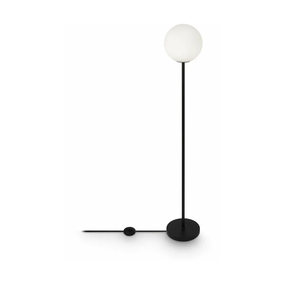 Lampadaire en verre dépoli et métal noir 155 cm Ring - Maytoni