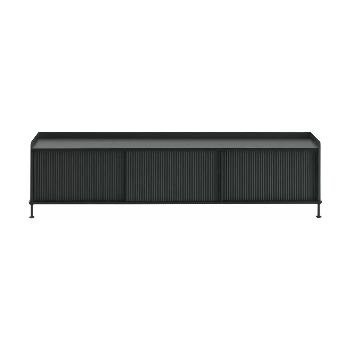 Buffet en acier plié noir 48 x 186 cm Enfold - Muuto