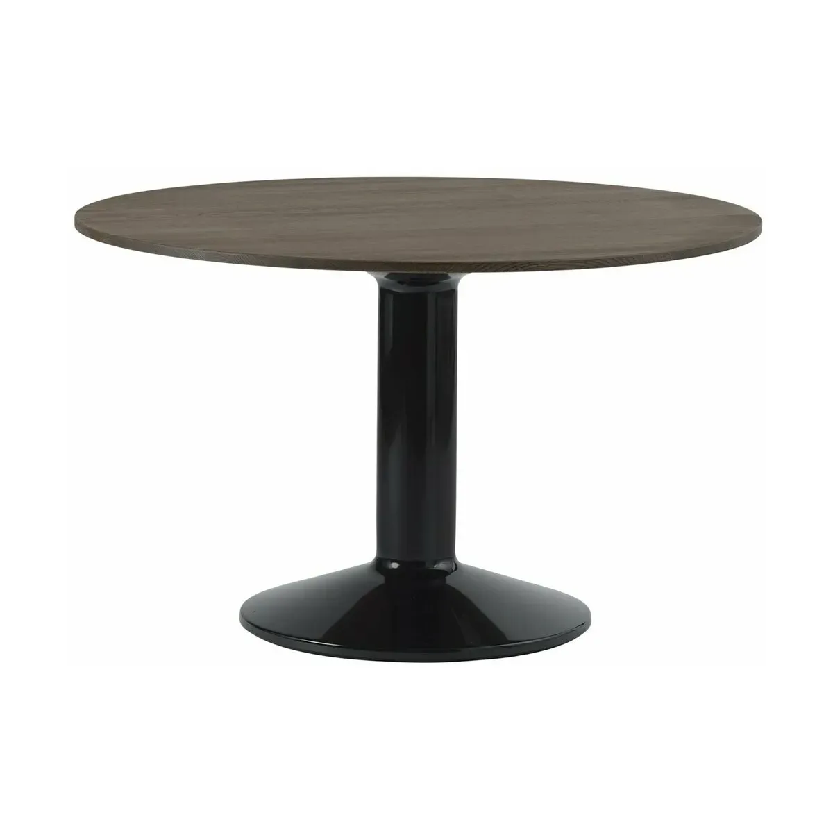 Table à manger ronde en chêne massif foncé et piètement noir 120 cm Midst - Muuto